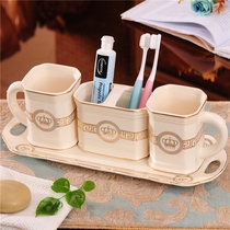 European-style creative ceramic bathroom five-piece bathroom kit toilet couple toothbrush cup mouthwash Cup wash set