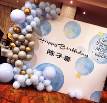 Little Princes birthday party background wall poster decoration baby birthday year Hundred Days banquet background layout cloth