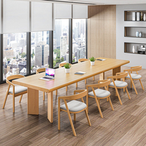 Nordic Solid Wood Meeting Table Long Table Brief Modern Office Furniture Conference Room Training Table Negotiation Table And Chairs Combination