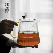 High temperature resistant stripe glass boiling teapot filter bubble teapot heat-resistant electric pottery stove household large flower teapot large capacity