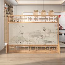 New Chinese screen partition Living room entrance Hotel office Wear hall evil simple modern solid wood hollow door