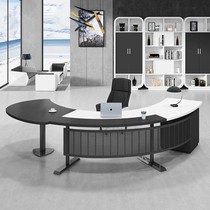 Bosboard table creative steel Wood arc shaped big class desk boss desk simple modern office table and chair combination