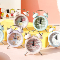 Mute Small Alarm Clock Boy Cartoon Children Schoolgirl Mini Cute Bedroom Bedside Creative Big Loud Sound Desk Clock