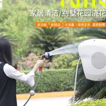Water drum automatic telescopic reel pipe recycling storage rack no installation gardening tools car Garden hanging