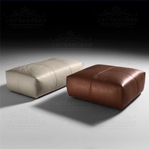 Nordic Genuine Leather Couch Stool Minimalist Leather Art Changing Shoes Stool Card Its Color Leather Mound Clothing Shop Cloister Stool Strip Stool