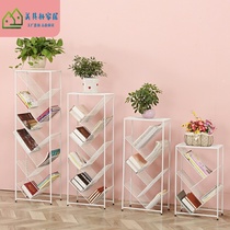 Simple bookshelf storage Modern Wrought iron multi-layer floor-to-ceiling flower rack Childrens students save space Tree newspaper rack