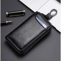 Genuine Leather Brief Zip Lock Spoon Bag Mens Waist Hanging Multifunction Home Pouch Large Capacity Cow Leather Lady Key Bag