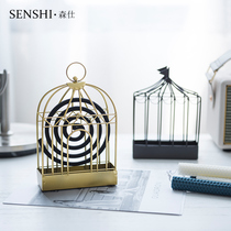 Simple Nordic retro literary mosquito coil restaurant kitchen creative golden mosquito rack multifunctional summer sandalwood plate