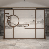 New Chinese solid wood hollow screen partition entrance guest restaurant partition seat screen into the home to block the hotel lobby screen