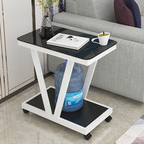 Movable coffee table multifunctional wheel living room sofa side cabinet armrest cabinet glass side corner bedroom bedside table