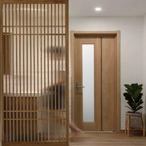 Japanese log border screen porch solid wood frame Changhong glass entry living room dry and wet area partition customization