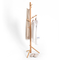 Beech coat rack solid wood bedroom floor-to-ceiling hanger simple modern wooden triangle vertical hanger hanger bag rack