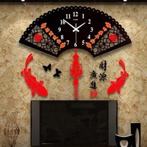New Chinese Atmosphere Home Living Room Night Light Hanging Clock Creative Personality Clock Silent Fashion Electronic Quartz Pendulum Clock