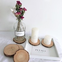 Pine wood chip round wood chip coaster ins ins decorative annual wheel raw wood chip display small stake diy wood piece shooting props