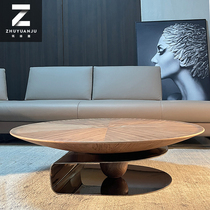 Italian round coffee table solid wood advanced sense living room light luxury modern minimalist designer niche creative small apartment