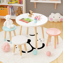 Kindergarten childrens writing toy table learning table and chair set ins round table chair Baby Game desk home