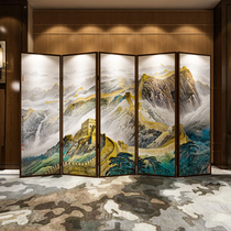 New Chinese style screen partition Living room Entrance Tea room Hotel office Company hotel Solid wood folding screen edge-wrapped long City