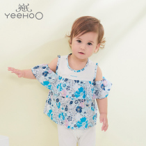 English baby clothes summer new baby girl road shoulder short sleeve T-shirt Princess print top 10491140