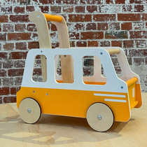 Danish moover wooden bus stroller baby walker storage car crossing Home Toys