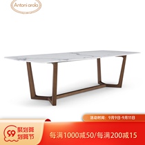 Italian solid wood rock board table Nordic rectangular dining table and chair combination home Modern simple small apartment dining table