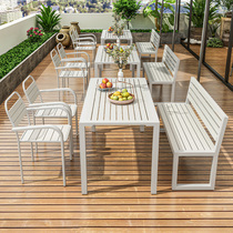 Outdoor Plastic Wood Table And Chairs Courtyard Park Garden Simple Modern Minimalist Outdoor Open-air Balcony Tea Table And Chairs Combination