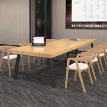 Nordic solid wood conference table Long table Large rectangular training table and chair combination Large plate workbench Office table