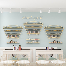 Nail shop display shelf Wall-mounted nail glue display shelf Fan-shaped nail polish shelf net red wrought iron