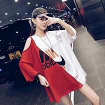 White short-sleeved t-shirt womens summer loose cotton 2021 new medium-length top large size design sense niche ins