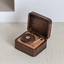 Crop ZOWOO music box lettering birthday wedding anniversary solid wood vinyl record player Music Box Gift