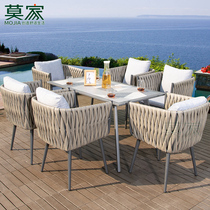 Mojia Nordic outdoor table and chair villa garden light luxury Net red ins balcony rattan chair outdoor leisure courtyard table and chair