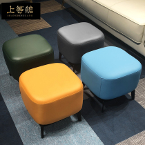 First layer cowhide sofa stool changing shoes stool home door wearing shoes stool light luxury leather stool small leather stool small leather stool