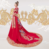 Xiuhe clothing bride 2020 new female couple embroidered wo wedding dragon and phoenix gown Chinese wedding gown wedding dress Fengguanxia