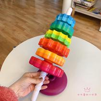 Early education puzzle rainbow turn music stack music rainbow tower Ring 1-2 year old baby baby turn turret