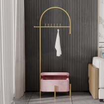 Nordic Metal Ins Room Clothes Hanger Ground Floor Bedroom Standing Cloakhat Rack Containing Changing Shoes Stool Hanging Clothes Racks