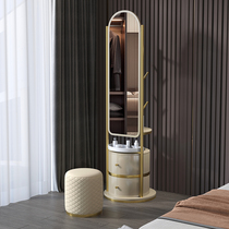 Light luxury mirror hanger integrated storage multifunctional dressing table rotating shelf floor bedroom coat rack