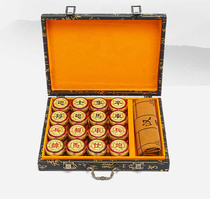 Chinese chess solid wood large gold silk nanmu chess mahogany flag set international chess leather board can be customized