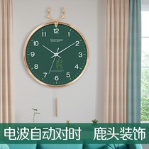 Nordic light luxury deer head wall clock living room home clock simple decorative wall watch quartz clock 0918W