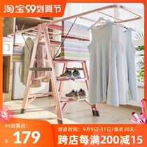 Multifunctional ladder drying rack light luxury folding multi-purpose telescopic household indoor creative aluminum alloy thickened herringbone ladder