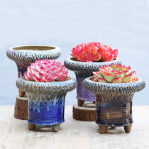 Jingdezhen fleshy flowerpot group platter coarse pottery breathable water absorption large diameter with foot burst high pile mushroom Basin