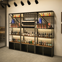 Industrial style red wine wine cabinet display shelf floor restaurant bar bar wrought commercial light