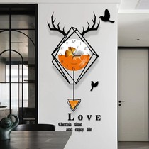 Nordic deer head living room wall clock light luxury wall home fashion clock modern simple creative Net red decorative clock