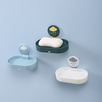Creative soap box paste wall-mounted soap box rack cute drain toilet non-perforated storage rack soap box