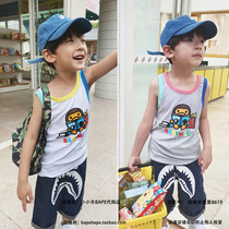 Japan Tide Brand BAPE Summer 2021 Boys Contrast Cotton Sleeveless Vest Kids Baby T-shirt