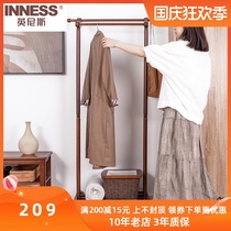 Solid wood floor-to-ceiling household double-pole coat rack simple modern hanger rack bedroom clothes rack hanger