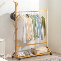 Coat rack Solid wood floor hanger Bedroom clothes rack Household simple single-pole room hanger saves space