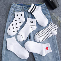 White socks womens socks shallow white cotton ins tide socks cotton socks spring and autumn short boat Socks