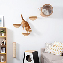 Net red kitty Jumping Bench Wall-mounted Pet Supplies Solid Wood Feline Wall Cat Climbing a cat jumping up a wall Cat Jumping Wall Kiss Cat
