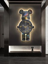 Violent bear clock wall clock living room net red modern minimalist 2022 new atmosphere high-end sense creative clock wall lamp
