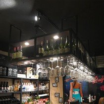 Industrial style bar iron hanger shelf Restaurant wall cabinet Upside down wine glass rack Bar hanging wine rack Wine cabinet