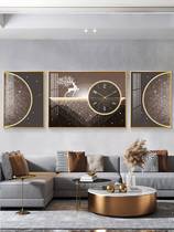 Modern light luxury decorative painting with clock wall clock living room home simple creative sofa background wall painting clock